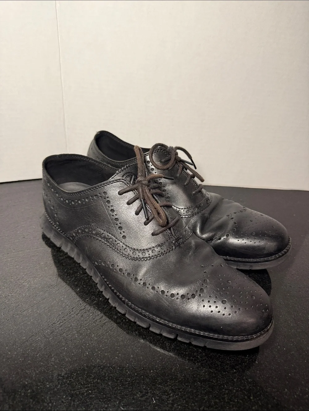 Cole Haan Zerogrand Wingtip Oxfords Size 12 Black Leather